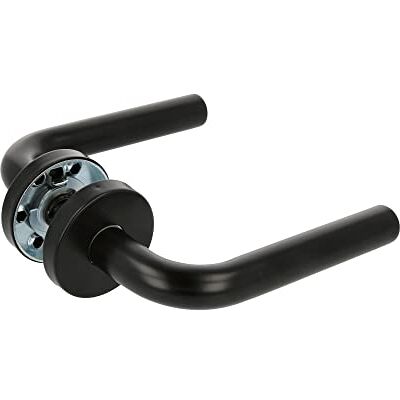 Amig Zestaw klamek do drzwi z rozetą wewnętrzną Mod. 4RX 135 x Ø19 mm 8 mm kwadrat elegancki i prosty design czarna stal nierdzewna Amig Zestaw klamek do drzwi z rozetą wewnętrzną Mod. 4RX 135 x Ø19 mm 8 mm kwadrat elegancki i prosty design czarna stal nierdzewna