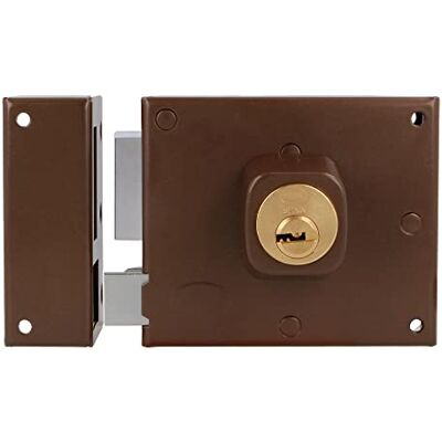 Amig Lewa blokada z dźwignią zamykającą, łopatką i uchwytem do drzwi drewnianych Mod. 72 100 x 85 mm Zatrzask z okrągłym cylindrem Brązowa stal Amig Lewa blokada z dźwignią zamykającą, łopatką i uchwytem do drzwi drewnianych Mod. 72 100 x 85 mm Zatrzask z okrągłym cylindrem Brązowa stal