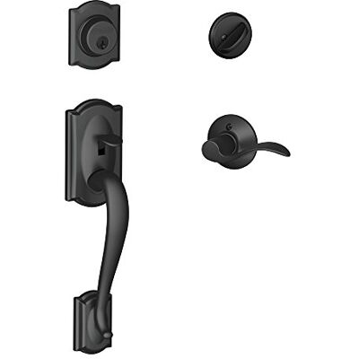 SCHLAGE Camelot jednocylindrowy zestaw klamek i lewa dźwignia akcentująca, czarny matowy (F60 CAM 622 Acc LH) SCHLAGE Camelot jednocylindrowy zestaw klamek i lewa dźwignia akcentująca, czarny matowy (F60 CAM 622 Acc LH)