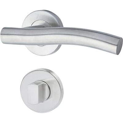 Yale Klamki do drzwi T-Wavy ze stali nierdzewnej z blokadą prywatności 35-S1TW-RRWC-88-3101, satynowe wykończenie, nowoczesny design, do drzwi wewnętrznych i zewnętrznych Yale Klamki do drzwi T-Wavy ze stali nierdzewnej z blokadą prywatności 35-S1TW-RRWC-88-3101, satynowe wykończenie, nowoczesny design, do drzwi wewnętrznych i zewnętrznych