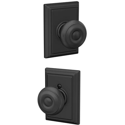 SCHLAGE F10 GEO 622 ADD gruzińska gałka do drzwi z wykończeniem Addison Hall & Closet Passage Handle, matowa czerń SCHLAGE F10 GEO 622 ADD gruzińska gałka do drzwi z wykończeniem Addison Hall & Closet Passage Handle, matowa czerń