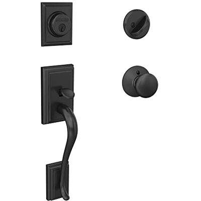 SCHLAGE Addison zestaw klamek jednocylindrowych i gałka Plymouth, czarny matowy (F60 ADD 622 PLY) SCHLAGE Addison zestaw klamek jednocylindrowych i gałka Plymouth, czarny matowy (F60 ADD 622 PLY)