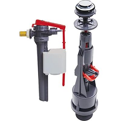 Wirquin 10723887 Zestaw mechanizmów spłukiwania Aquacontrol i kran pływakowy Jollyfill, szary Wirquin 10723887 Zestaw mechanizmów spłukiwania Aquacontrol i kran pływakowy Jollyfill, szary