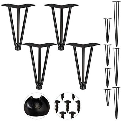 Relaxdays Nogi do spinek do włosów, zestaw 4 sztuk, 3 drążki, metalowe wsporniki stołu do półki i taboretu, 20 cm, czarne Relaxdays Nogi do spinek do włosów, zestaw 4 sztuk, 3 drążki, metalowe wsporniki stołu do półki i taboretu, 20 cm, czarne