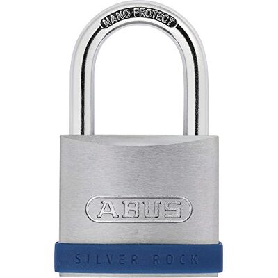 ABUS Kłódka Silver Rock 5/55 wykonana z litego cynku – z innowacyjną silikonową ramą ochronną – 79265 – poziom 7 – niebieski/srebrny ABUS Kłódka Silver Rock 5/55 wykonana z litego cynku – z innowacyjną silikonową ramą ochronną – 79265 – poziom 7 – niebieski/srebrny