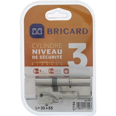 Bricard 17154 cylinder, stal niklowana, 85 = 30 + 55 Bricard 17154 cylinder, stal niklowana, 85 = 30 + 55