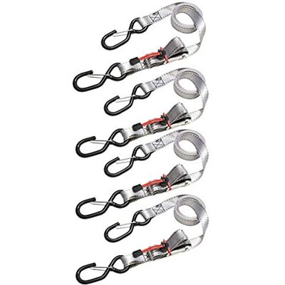 Master Lock 3062EURDAT Pasek mocujący z haczykami i klamrą, szary, 1,80 m x 25 mm, 4 sztuki Master Lock 3062EURDAT Pasek mocujący z haczykami i klamrą, szary, 1,80 m x 25 mm, 4 sztuki