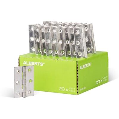 Alberts GAH- Zawiasy 361235, półszerokie, stal nierdzewna, 63 x 43 mm, zestaw 20 sztuk Alberts GAH- Zawiasy 361235, półszerokie, stal nierdzewna, 63 x 43 mm, zestaw 20 sztuk