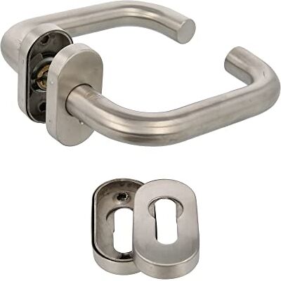 Amig Zestaw klamek z rozetą drzwi Mod. 3OD 139 x Ø19 mm 8 mm kwadrat Elegancki i prosty design Stal nierdzewna 18/8 srebrny matowy Amig Zestaw klamek z rozetą drzwi Mod. 3OD 139 x Ø19 mm 8 mm kwadrat Elegancki i prosty design Stal nierdzewna 18/8 srebrny matowy