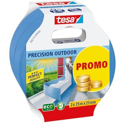 tesa Professional taśma malarska zewnętrzna cienka taśma do precyzyjnego maskowania podczas malowania na zewnątrz, odporna na promieniowanie UV i inne czynniki atmosferyczne 2x 25m x 25mm tesa Professional taśma malarska zewnętrzna cienka taśma do precyzyjnego maskowania podczas malowania na zewnątrz, odporna na promieniowanie UV i inne czynniki atmosferyczne 2x 25m x 25mm