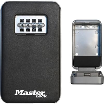 Master Lock Skrzynka klucze kombinowane do montażu na ścianie, otwierana, średniej wielkości, do użytku na zewnątrz, z zestawem montażowym, dom, biuro, sektor przemysłowy Master Lock Skrzynka klucze kombinowane do montażu na ścianie, otwierana, średniej wielkości, do użytku na zewnątrz, z zestawem montażowym, dom, biuro, sektor przemysłowy