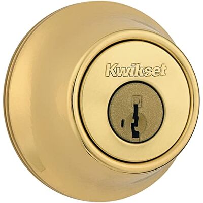 Kwikset 96600-573 polerowany mosiądz 660 jednocylindrowa zasuwa z zabezpieczeniem SmartKey, okrągła Kwikset 96600-573 polerowany mosiądz 660 jednocylindrowa zasuwa z zabezpieczeniem SmartKey, okrągła