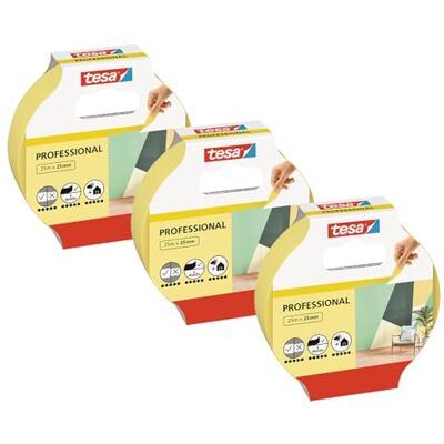 tesa Professional malarska taśma maskująca z cienkiego papieru Washi do wyjątkowo precyzyjnego maskowania podczas malowania do stosowania wewnątrz i na zewnątrz 3x 25m x 25mm tesa Professional malarska taśma maskująca z cienkiego papieru Washi do wyjątkowo precyzyjnego maskowania podczas malowania do stosowania wewnątrz i na zewnątrz 3x 25m x 25mm