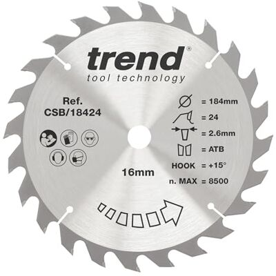Trend Tarcza pilarska 184 mm, 24 z., 16 mm otw., TCT +15° Trend Tarcza pilarska 184 mm, 24 z., 16 mm otw., TCT +15°