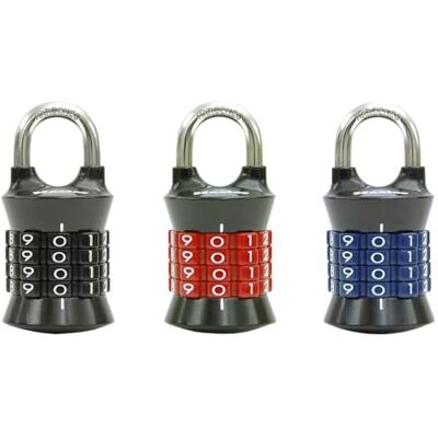 Master Lock Zestaw zamków do skrytki własnej kłódki szyfrowej, 3 sztuki, kolory mogą się różnić, 1535EC3 Master Lock Zestaw zamków do skrytki własnej kłódki szyfrowej, 3 sztuki, kolory mogą się różnić, 1535EC3