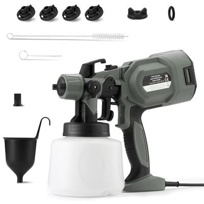 Amazon Basics Elektryczny pistolet natryskowy 700W z pojemnikiem 1200ml, 4 dyszami i 3 wzorami natrysku, do użytku wewnątrz i na zewnątrz, szary Amazon Basics Elektryczny pistolet natryskowy 700W z pojemnikiem 1200ml, 4 dyszami i 3 wzorami natrysku, do użytku wewnątrz i na zewnątrz, szary
