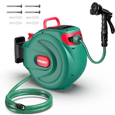 HYCHIKA BETTER TOOLS FOR BETTER LIFE HICHIKA Hose Reel 20M – ścienny zwijacz do węża ogrodowego, automatyczna blokada i automatyczne zwijanie, 8-funkcyjny pistolet natryskowy, obrotowa skrzynka na wąż 180° HYCHIKA BETTER TOOLS FOR BETTER LIFE HICHIKA Hose Reel 20M – ścienny zwijacz do węża ogrodowego, automatyczna blokada i automatyczne zwijanie, 8-funkcyjny pistolet natryskowy, obrotowa skrzynka na wąż 180°