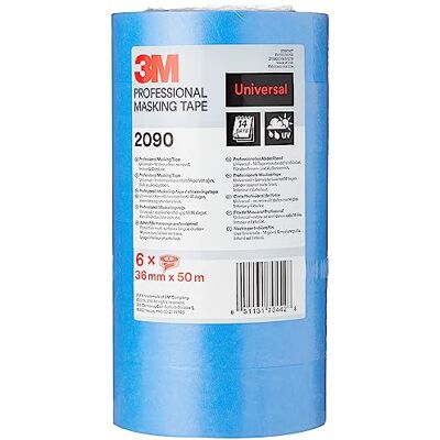 3M Profesjonalna taśma maskująca 2090, uniwersalna powierzchnia, zestaw 6 rolek, 36 mm x 50 m, odporna na promieniowanie UV, wodoodporna, do malowania i dekoracji wewnątrz i na zewnątrz 3M Profesjonalna taśma maskująca 2090, uniwersalna powierzchnia, zestaw 6 rolek, 36 mm x 50 m, odporna na promieniowanie UV, wodoodporna, do malowania i dekoracji wewnątrz i na zewnątrz