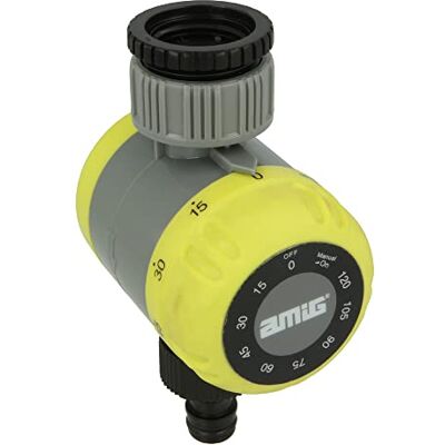 Amig Ręczny harmonogram nawadniania Ø 60 x 80 mm Do 2 godzin podlewania Z filtrem ochronnym do węża i adapterem gwintowanym z 19 mm Tworzywo ABS i guma Zielony Pistacjowy i czarny Amig Ręczny harmonogram nawadniania Ø 60 x 80 mm Do 2 godzin podlewania Z filtrem ochronnym do węża i adapterem gwintowanym z 19 mm Tworzywo ABS i guma Zielony Pistacjowy i czarny