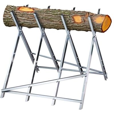 Relaxdays Kozioł do piłowania drewna, składany, 150 kg, stelaż do piły łańcuchowej, stal, wymiary: 80 x 80 x 82 cm, srebrny Relaxdays Kozioł do piłowania drewna, składany, 150 kg, stelaż do piły łańcuchowej, stal, wymiary: 80 x 80 x 82 cm, srebrny