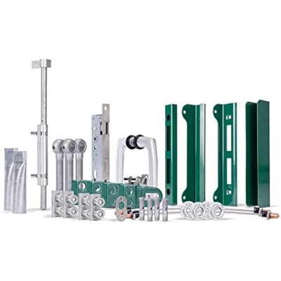 Alberts 652821 Zestaw akcesoriów Flexo Plus do bram podwójnych Stal surowa, ocynkowana ogniowo, powlekana tworzywem sztucznym w kolorze zielonym RAL 6005 Alberts 652821 Zestaw akcesoriów Flexo Plus do bram podwójnych Stal surowa, ocynkowana ogniowo, powlekana tworzywem sztucznym w kolorze zielonym RAL 6005