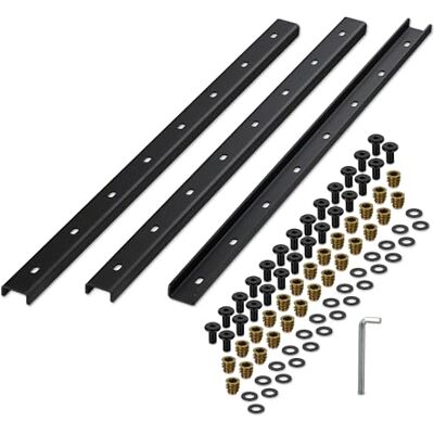 Relaxdays Listwa zadziorowa, zestaw 3 sztuk, szyna metalowa 80 cm, stabilizacja blatu, profil U ze śrubami, stal, czarna Relaxdays Listwa zadziorowa, zestaw 3 sztuk, szyna metalowa 80 cm, stabilizacja blatu, profil U ze śrubami, stal, czarna
