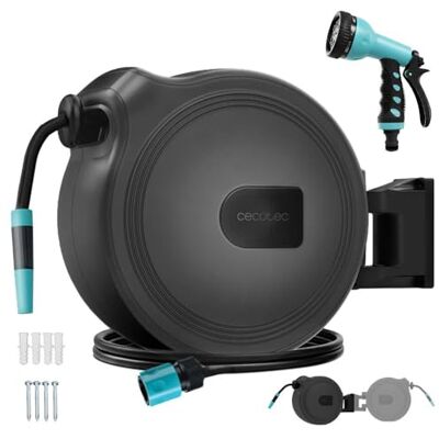 Cecotec 30 m HydroShell 30 Bęben do węża, SlowReturn Technology, przenośna i ergonomiczna konstrukcja, w zestawie pojedyncza dysza i 8-funkcyjny pistolet natryskowy, złącze uniwersalne 3w1 Cecotec 30 m HydroShell 30 Bęben do węża, SlowReturn Technology, przenośna i ergonomiczna konstrukcja, w zestawie pojedyncza dysza i 8-funkcyjny pistolet natryskowy, złącze uniwersalne 3w1