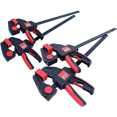 BESSEY Bessy RES01 zestaw zacisków, uniwersalne zaciski spustowe z kompozytowym uchwytem, 5 x 15 cm (45 kg) i 5 x 30 cm, 136 kg, czerwony/czarny BESSEY Bessy RES01 zestaw zacisków, uniwersalne zaciski spustowe z kompozytowym uchwytem, 5 x 15 cm (45 kg) i 5 x 30 cm, 136 kg, czerwony/czarny