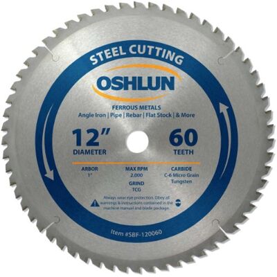 Oshlun SBF-120060 30,5 cm 60 zębów ostrze do piły TCG z 1-calową trzpieniem do miękkiej stali i metali żelaznych Oshlun SBF-120060 30,5 cm 60 zębów ostrze do piły TCG z 1-calową trzpieniem do miękkiej stali i metali żelaznych