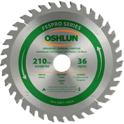 Oshlun SBFT-210036 210 mm 36 zębów FesPro piła ATB ogólnego przeznaczenia z altaną 30 mm do Festool TS 75 EQ Oshlun SBFT-210036 210 mm 36 zębów FesPro piła ATB ogólnego przeznaczenia z altaną 30 mm do Festool TS 75 EQ
