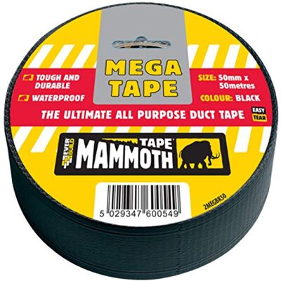 Sika Everbuild Mammoth Mega uniwersalna taśma klejąca, czarna, 50 mm x 50 m Sika Everbuild Mammoth Mega uniwersalna taśma klejąca, czarna, 50 mm x 50 m