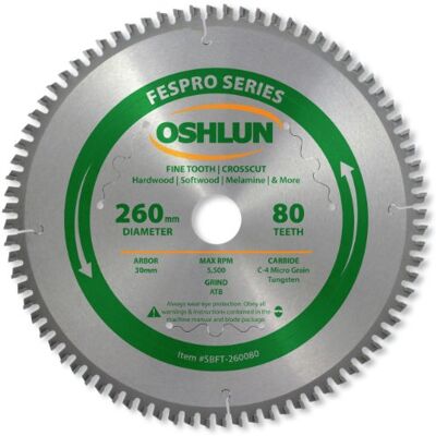 Oshlun SBFT-260080 260 mm 80 zębów FesPro Crossscut ATB brzeszczot piły z 30 mm altana do Festool Kapex KS 120 Oshlun SBFT-260080 260 mm 80 zębów FesPro Crossscut ATB brzeszczot piły z 30 mm altana do Festool Kapex KS 120