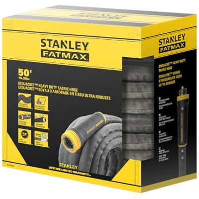 Stanley BDS918504 Fatmax 15.2 m x 5/20.3 cm Wąż materiałowy ze złączem obrotowym nawadnianie, szary Stanley BDS918504 Fatmax 15.2 m x 5/20.3 cm Wąż materiałowy ze złączem obrotowym nawadnianie, szary