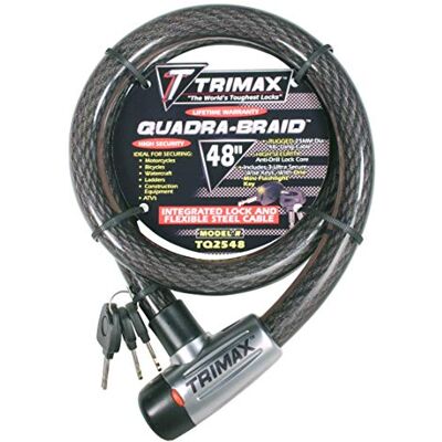 Trimax Trimaflex zintegrowana blokada kablowa z kluczem 10 cm dł. x 25 mm TQ2548, opakowanie kart, szara Trimax Trimaflex zintegrowana blokada kablowa z kluczem 10 cm dł. x 25 mm TQ2548, opakowanie kart, szara