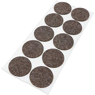 Adsamm WFP-30-SA-BR-45-10-1 WFP-30-SA-BR-45-10 10 x wełniane podkładki filcowe, brązowe, Ø 45 mm Adsamm WFP-30-SA-BR-45-10-1 WFP-30-SA-BR-45-10 10 x wełniane podkładki filcowe, brązowe, Ø 45 mm