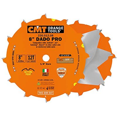 CMT ORANGE TOOLS CMT 230.012.08 zestaw Dado Pro, 20 cm x 12 zębów FTG + ATB szlifierka z otworem 14 cm CMT ORANGE TOOLS CMT 230.012.08 zestaw Dado Pro, 20 cm x 12 zębów FTG + ATB szlifierka z otworem 14 cm