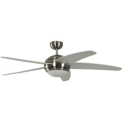 Pepeo Wentylator sufitowy z oświetleniem i pilotem zdalnego sterowania Melton, obudowa niklowa, kolor skrzydeł biały, 132 cm, do pomieszczeń do 25 m² Pepeo Wentylator sufitowy z oświetleniem i pilotem zdalnego sterowania Melton, obudowa niklowa, kolor skrzydeł biały, 132 cm, do pomieszczeń do 25 m²