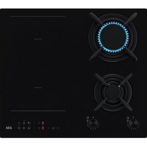 AEG Seria 8000 płyta kuchenna z mieszanką gazu i indukcji, 4 palniki do zabudowy, HF704163NB, funkcja mostu, płomień StepPower, 590 x 520 mm, żeliwny grill, czarny AEG Seria 8000 płyta kuchenna z mieszanką gazu i indukcji, 4 palniki do zabudowy, HF704163NB, funkcja mostu, płomień StepPower, 590 x 520 mm, żeliwny grill, czarny