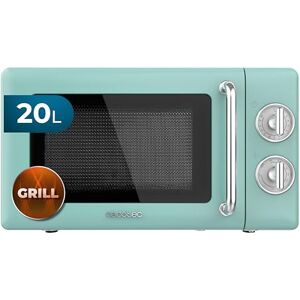 Cecotec Mikrofalówka mechaniczna z grillem, 20 l, Proclean 3110 Retro Green, 700 W z 6 poziomami, timer do 30 min, tryb rozmrażania, design vintage, zielony, wykończenia stalowe Cecotec Mikrofalówka mechaniczna z grillem, 20 l, Proclean 3110 Retro Green, 700 W z 6 poziomami, timer do 30 min, tryb rozmrażania, design vintage, zielony, wykończenia stalowe