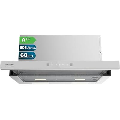 Cecotec Okap teleskopowy Bolero Flux TLT 605501 Glass White A++, 60 cm, 606,4 m³/h, klasa A++, niewidoczna kontrola dotykowa, sterowanie ruchem dłoni, funkcja wzmacniacza, filtry zmywalne Cecotec Okap teleskopowy Bolero Flux TLT 605501 Glass White A++, 60 cm, 606,4 m³/h, klasa A++, niewidoczna kontrola dotykowa, sterowanie ruchem dłoni, funkcja wzmacniacza, filtry zmywalne