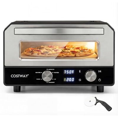FANTASK Elektryczny piec do pizzy do 400°C, 6 programów, funkcja pieczenia 2 minuty, kamień do pizzy i koło krawieckie, urządzenie do pizzy wewnątrz FANTASK Elektryczny piec do pizzy do 400°C, 6 programów, funkcja pieczenia 2 minuty, kamień do pizzy i koło krawieckie, urządzenie do pizzy wewnątrz
