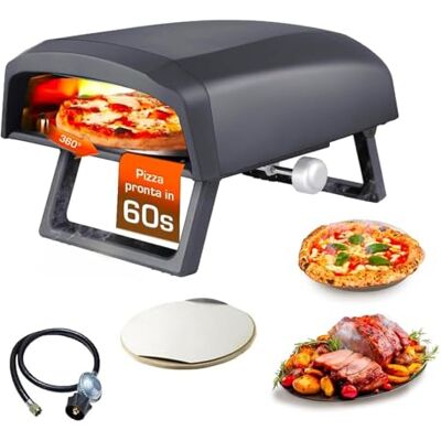 Avilia Piekarnik do pizzy gazowej z obrotową płytą 360 stopni 64 x 44 x 31,5 cm wytrzymała stal nierdzewna z podwójnym palnikiem 4000 W, torba transportowa z zamykanymi nogami i regulatorem gazu 1 Avilia Piekarnik do pizzy gazowej z obrotową płytą 360 stopni 64 x 44 x 31,5 cm wytrzymała stal nierdzewna z podwójnym palnikiem 4000 W, torba transportowa z zamykanymi nogami i regulatorem gazu 1