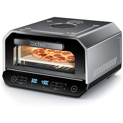 ZACHVO Elektryczny piec do pizzy 450°C – neapolitańska pizza w 90 sek, okienko i oświetlenie wewnętrzne, 13 programów (6 pizzy + 6 gotowania + profesjonalne), duża łopatka do pizzy o pojemności 14,6 l ZACHVO Elektryczny piec do pizzy 450°C – neapolitańska pizza w 90 sek, okienko i oświetlenie wewnętrzne, 13 programów (6 pizzy + 6 gotowania + profesjonalne), duża łopatka do pizzy o pojemności 14,6 l