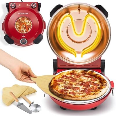 Nutrichef Piekarnik elektryczny do pizzy 12” Maker do pizzy na blat z kontrolą temperatury Okno pieczenia Podgrzewa do 800°F Kamień nieprzywierający, łatwy do czyszczenia Czerwony Nutrichef Piekarnik elektryczny do pizzy 12” Maker do pizzy na blat z kontrolą temperatury Okno pieczenia Podgrzewa do 800°F Kamień nieprzywierający, łatwy do czyszczenia Czerwony