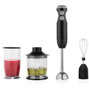 Avilia Blender nurkowy 4 w 1 z bardzo wytrzymałym ostrzem ze stali nierdzewnej, akcesoria do siekania, ubijania i mieszania, idealny do smoothie, zupy i sosów kremowych Avilia Blender nurkowy 4 w 1 z bardzo wytrzymałym ostrzem ze stali nierdzewnej, akcesoria do siekania, ubijania i mieszania, idealny do smoothie, zupy i sosów kremowych