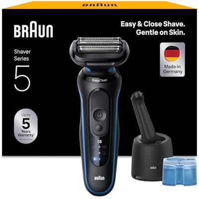 Braun Series 5 Golarka elektryczna, Do 50 minut, centrum czyszczenia SmartCare 4 w 1, bezprzewodowa, maszynka dla mężczyzn do golenia na mokro i na sucho, w 100% wodoodporna, 52-B7000CC, Niebieski Braun Series 5 Golarka elektryczna, Do 50 minut, centrum czyszczenia SmartCare 4 w 1, bezprzewodowa, maszynka dla mężczyzn do golenia na mokro i na sucho, w 100% wodoodporna, 52-B7000CC, Niebieski