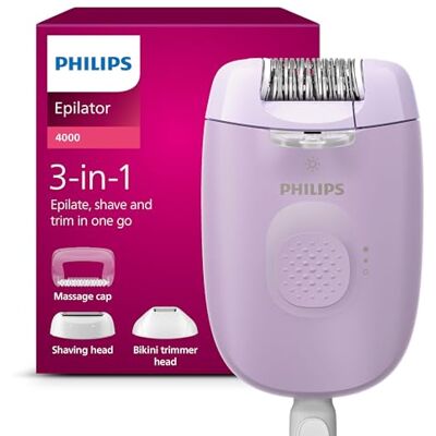 Philips Golarka Series 4000, przewodowa golarka do ciała i okolic bikini, golenie, depilacja i przycinanie, urządzenie do usuwania owłosienia dla kobiet, model BRE257/00 Philips Golarka Series 4000, przewodowa golarka do ciała i okolic bikini, golenie, depilacja i przycinanie, urządzenie do usuwania owłosienia dla kobiet, model BRE257/00