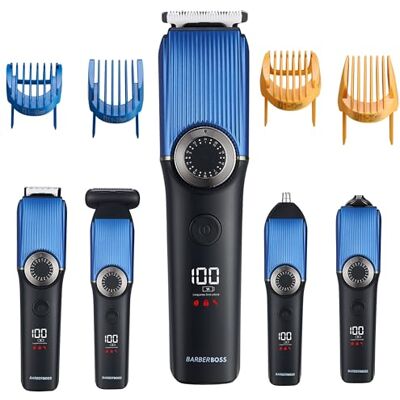 BARBERBOSS Bezprzewodowy zestaw do pielęgnacji 5 w 1 dla mężczyzn, trymer do brody, maszynka do strzyżenia włosów, trymer do nosa i uszu, golarka do ciała, precyzyjna tarcza, wodoodporne obcinacze z BARBERBOSS Bezprzewodowy zestaw do pielęgnacji 5 w 1 dla mężczyzn, trymer do brody, maszynka do strzyżenia włosów, trymer do nosa i uszu, golarka do ciała, precyzyjna tarcza, wodoodporne obcinacze z
