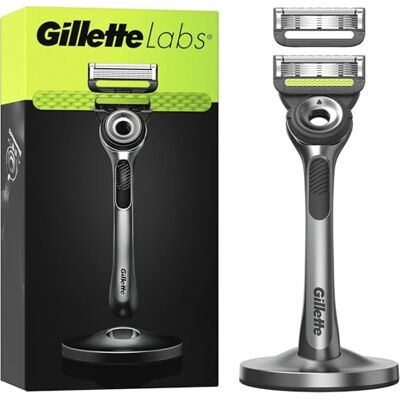 Gillette Labs Golarka dla mężczyzn, z 2 akumulatorami, szara Metalowy uchwyt wielokrotnego użytku, wkład wymienny z ostrzami, elastyczna głowica, wydajne golenie, technologia FlexDisc 2D Gillette Labs Golarka dla mężczyzn, z 2 akumulatorami, szara Metalowy uchwyt wielokrotnego użytku, wkład wymienny z ostrzami, elastyczna głowica, wydajne golenie, technologia FlexDisc 2D