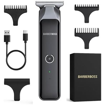 BARBERBOSS Bezprzewodowa maszynka do strzyżenia włosów dla mężczyzn, do strzyżenia brody T-Blade, wodoodporny zestaw do pielęgnacji z 4 grzebieniami prowadzącymi, wyświetlacz LCD, szybkie ładowanie BARBERBOSS Bezprzewodowa maszynka do strzyżenia włosów dla mężczyzn, do strzyżenia brody T-Blade, wodoodporny zestaw do pielęgnacji z 4 grzebieniami prowadzącymi, wyświetlacz LCD, szybkie ładowanie